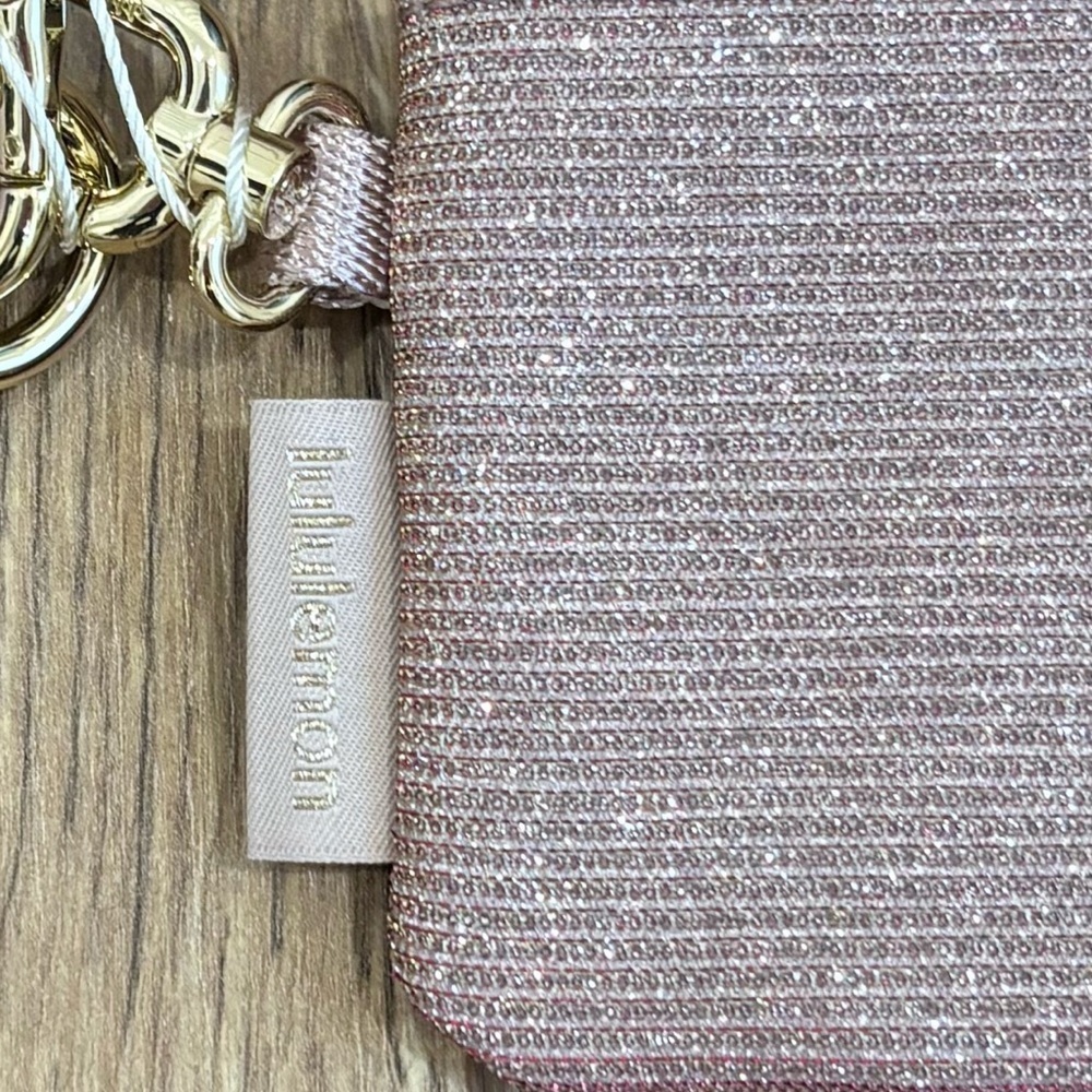 NWT Lululemon Dual Pouch Wristlet *Glitter In Pink Champagne/Mink/Gold - Picture 5 of 8